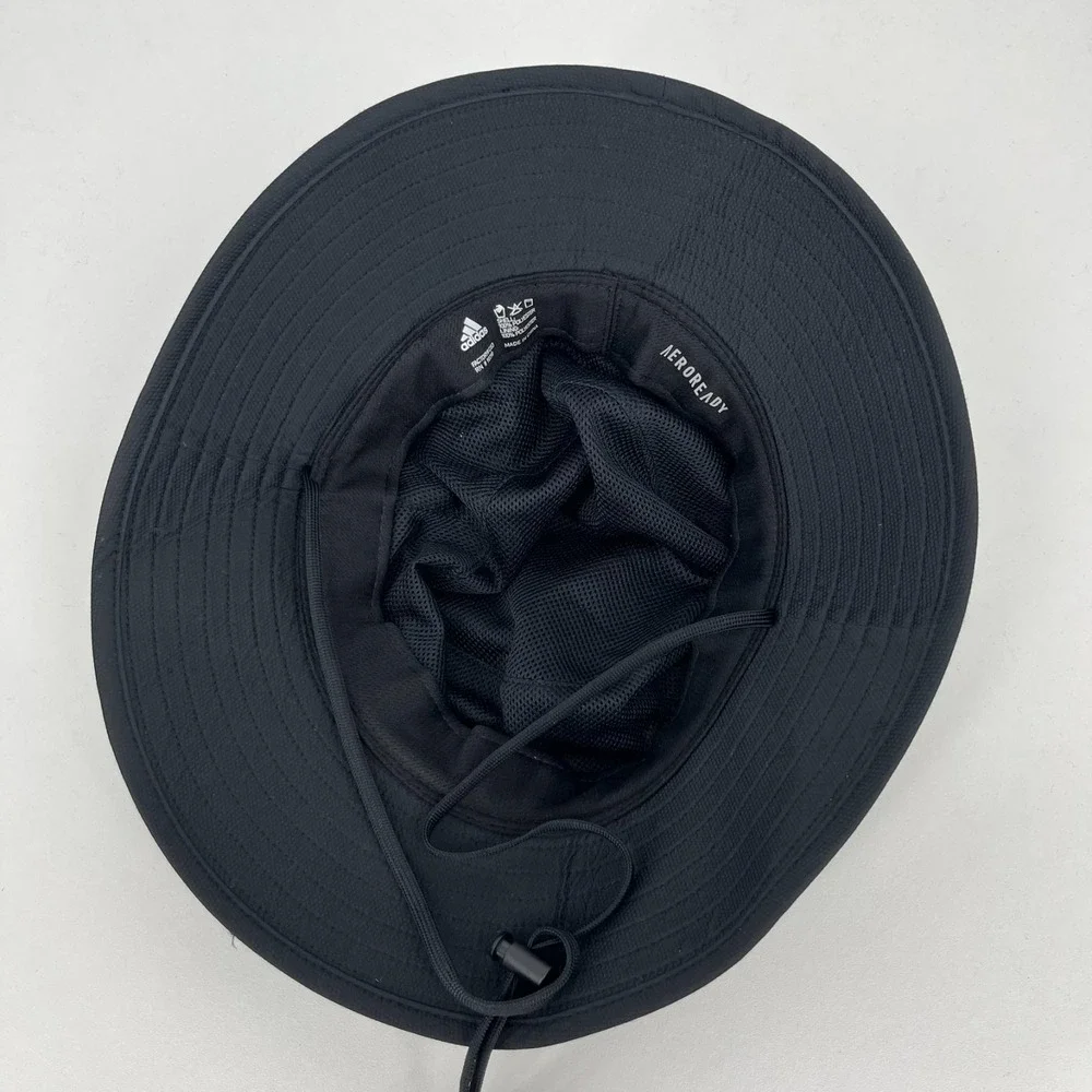 Adidas Sun Hat Men's One‎ Size Black Aeroready Drawstring Logo Cap Bucket